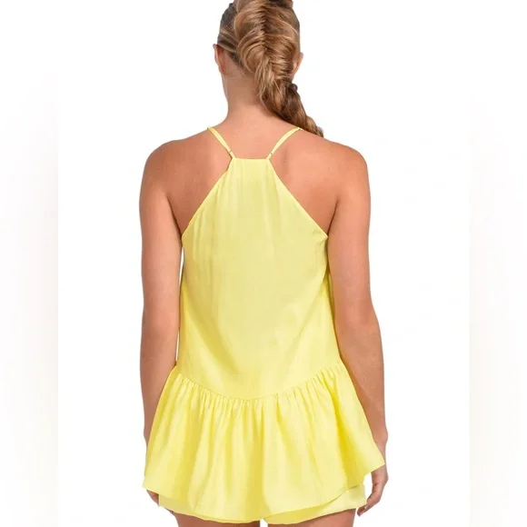 NWT Cinq à Sept Janet Silk Ruffle Peplum Racerback Top in Yellow Rose size XS - Picture 5 of 10